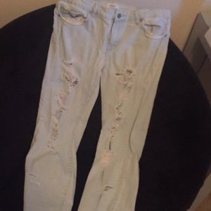 Low rise ripped jeans.